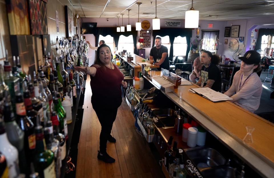 Rae Desrosiers of the Rhode Island Bartending School leads a mixology class in Johnston recently. The profession is attracting people because of its low barrier to entry, convenient scheduling and opportunity to make quick cash.