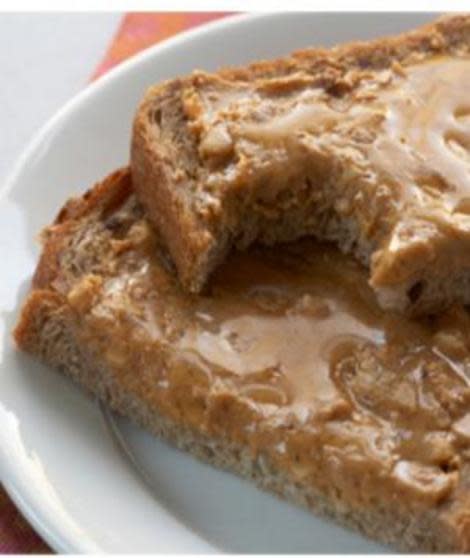 Nut butter and honey on whole-wheat toast