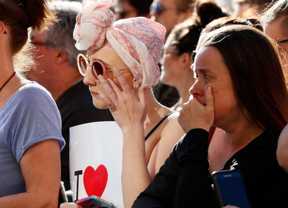 <p>People attend a vigil in Albert Square, Manchester, England, Tuesday May 23, 2017, the day after the suicide attack at an Ariana Grande concert that left 22 people dead as it ended on Monday night. (AP Photo/Kirsty Wigglesworth) </p>