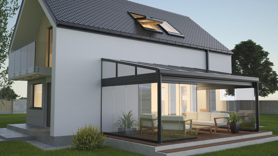 home terrace patio idea, render 3d