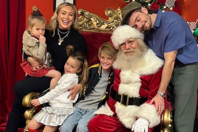<p>Hilary Duff/ Instagram</p> Hilary Duff with her three children and husband Matthew Koma