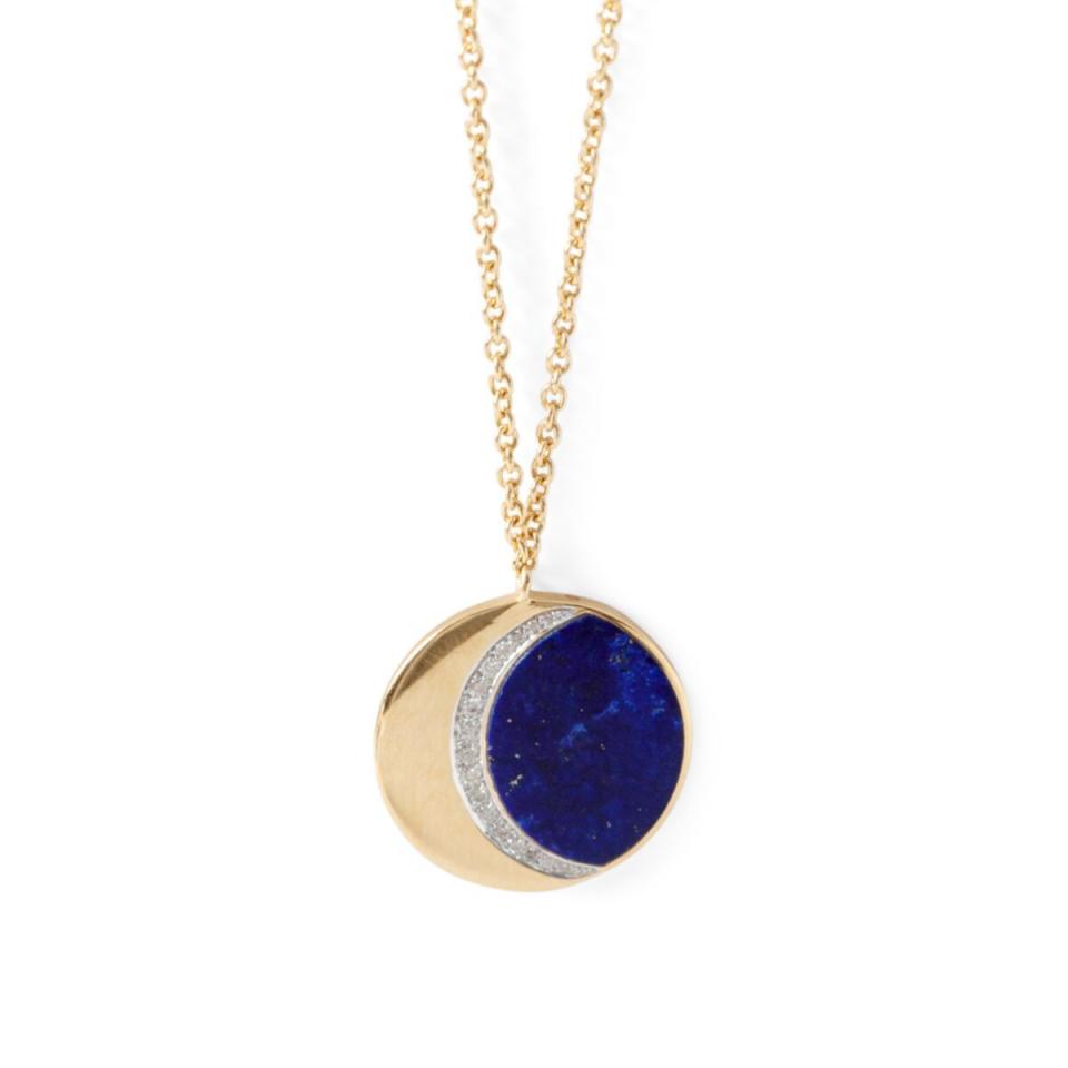 Moon Phase Necklace, Lapis