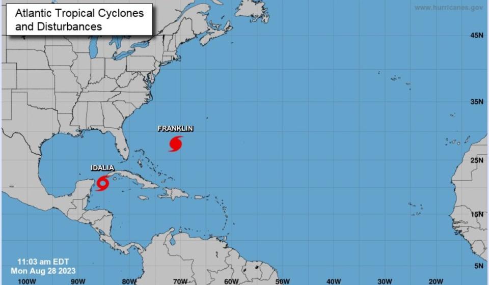 Tormenta Idalia se convertiría en huracán al llegar a Estados Unidos. Imagen: Servicio Meteorológico Nacional de Estados Unidos.