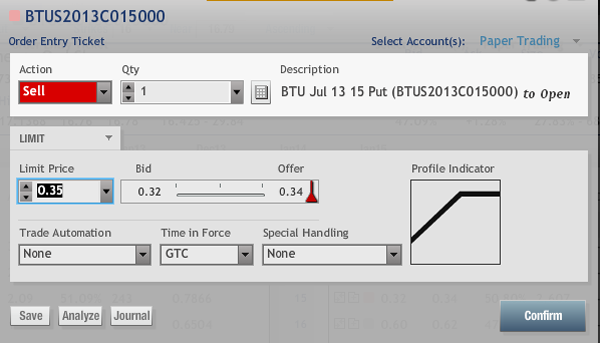 BTU Stock Options