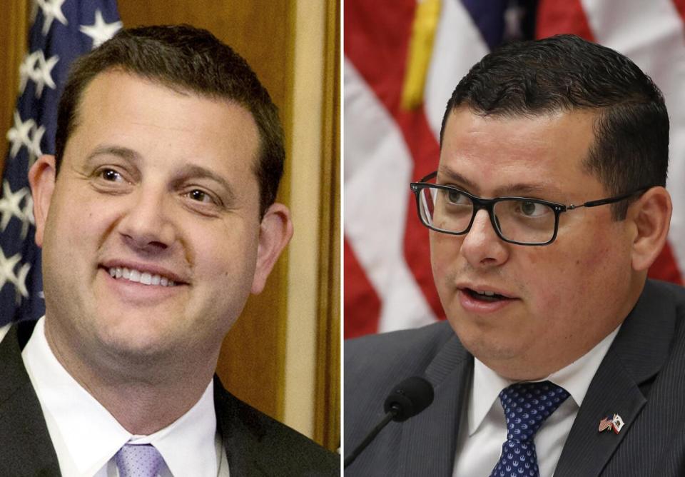 Rep. David Valadao, left, and Rudy Salas Jr.