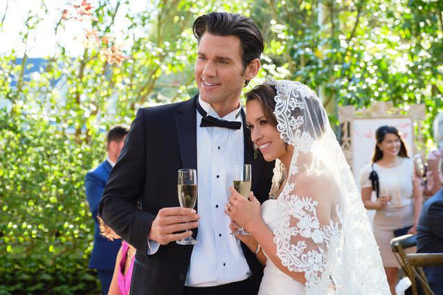 Allister Foster/Crown Media United States LLC Lacey Chabert and Kevin McGarry as Avery and Peter in 'The Wedding Veil.'