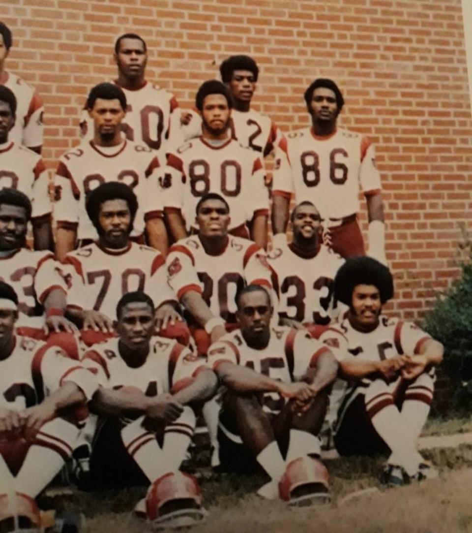 Bobby Hinton, bottom, right, played football on the same Alabama A&M team that produced John Stallworth, one of the NFL greats who later played for the Pittsburgh Steelers. Provided by Bobby Hinton