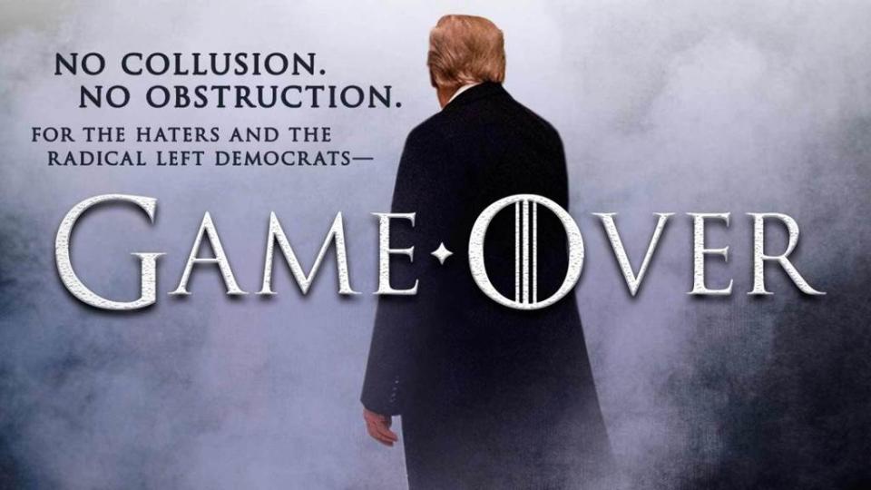 <p>UPDATE 10:05 AM PT — A rep for the show tells The Blast, “Though we can understand the enthusiasm for Game of Thrones now that the final season has arrived, we still prefer our intellectual property not be used for political purposes.” Donald Trump‘s latest tweet using “Game of Thrones” imagery might have HBO saying, […]</p> <p>The post <a rel="nofollow noopener" href="https://theblast.com/donald-trump-mueller-report-game-of-thrones/" target="_blank" data-ylk="slk:Donald Trump Reacts to Mueller Report With Another ‘Game of Thrones’ Meme;elm:context_link;itc:0;sec:content-canvas" class="link ">Donald Trump Reacts to Mueller Report With Another ‘Game of Thrones’ Meme</a> appeared first on <a rel="nofollow noopener" href="https://theblast.com" target="_blank" data-ylk="slk:The Blast;elm:context_link;itc:0;sec:content-canvas" class="link ">The Blast</a>.</p>