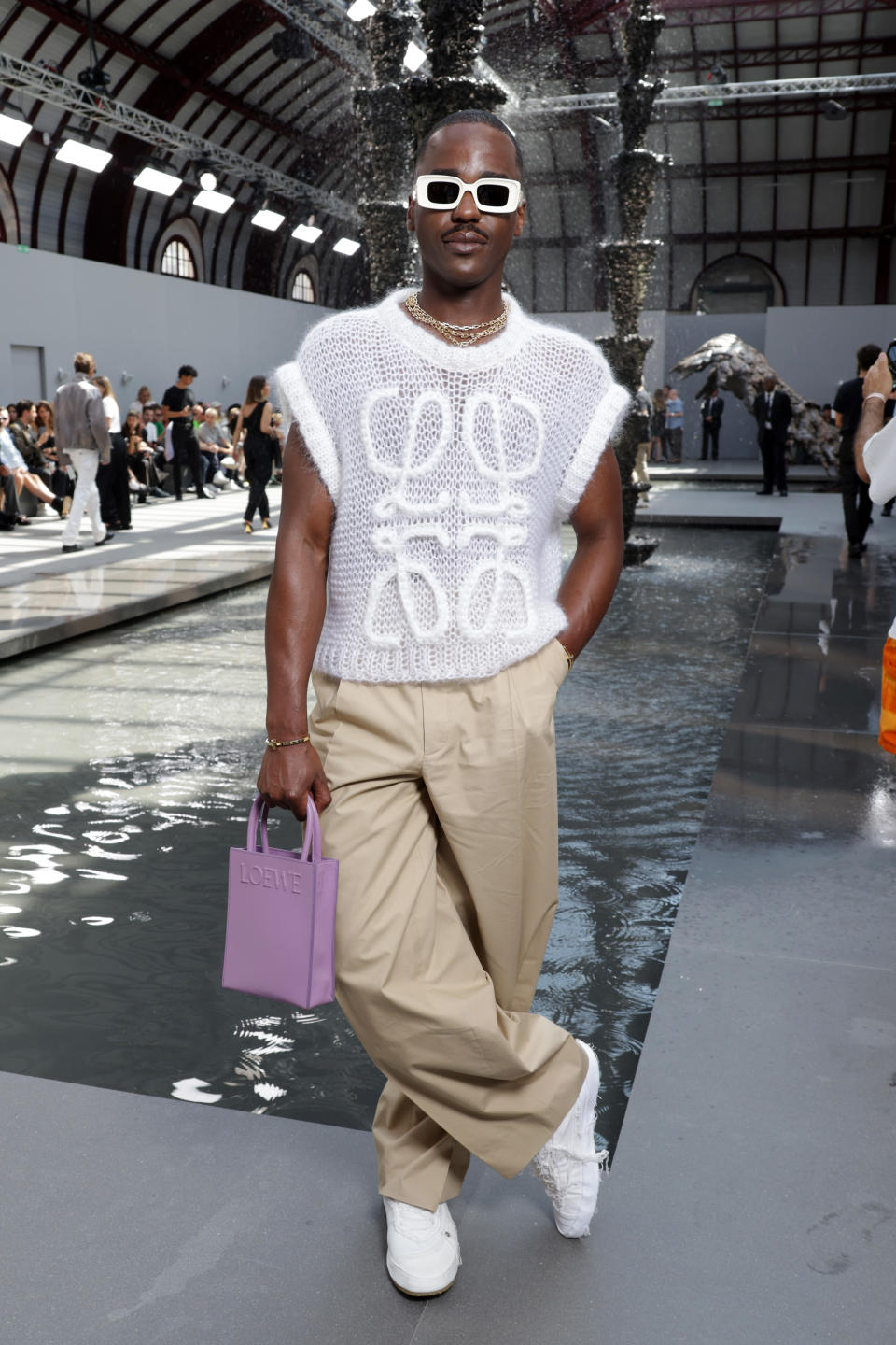 Ncuti Gatwa attends the Loewe Menswear Spring/Summer 2024 show as part of Paris Fashion Week on June 24, 2023 in Paris, France.