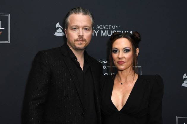 Jason Isbell and Amanda Shires at premiere of 'Jason Isbell: Running with our Eyes Closed' in Los Angeles, March 23, 2023. - Credit: VALERIE MACON/AFP via Getty Images