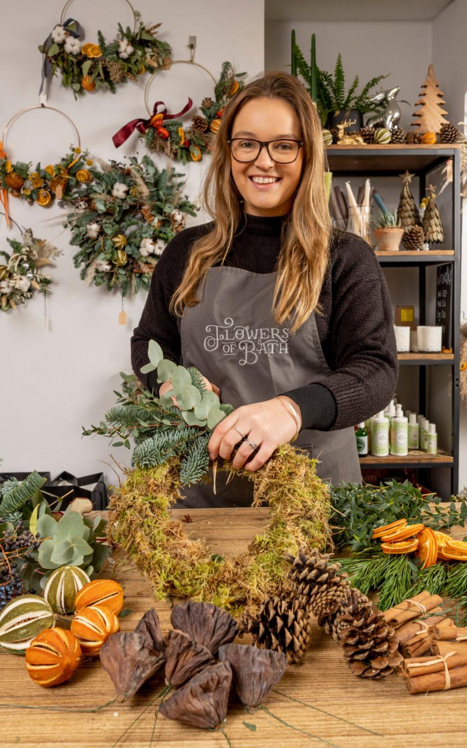 Wreath-making at Flowers of Bath - Andrew Crowley