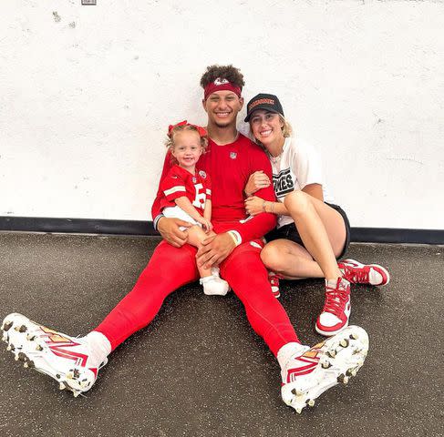 <p>Brittany Mahomes/Instagram</p> Patrick and Brittany Mahomes with Sterling