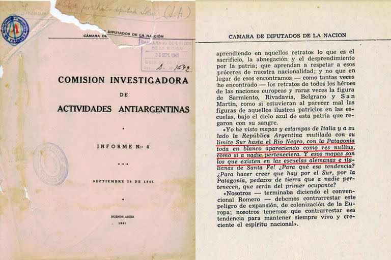 Una denuncia de los legisladores nucleados en la "Comisión investigadora de actividades antiargentinas", publicada en 1941