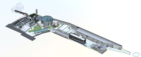 苗栗火車頭園區3D模型圖，台鐵局將打造全台首座軌道沉浸式體驗。   圖：交通部台灣鐵路管理局／提供