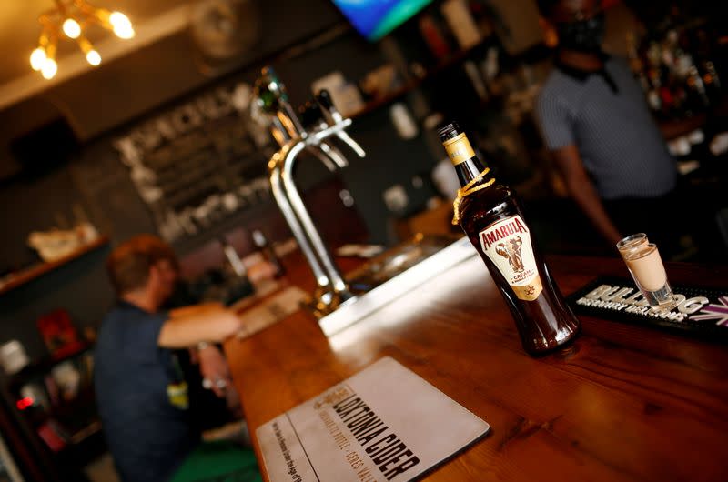 FILE PHOTO: A bottle of Amarula, produced by South Africa's Distell, is seen at a bar in Cape Town