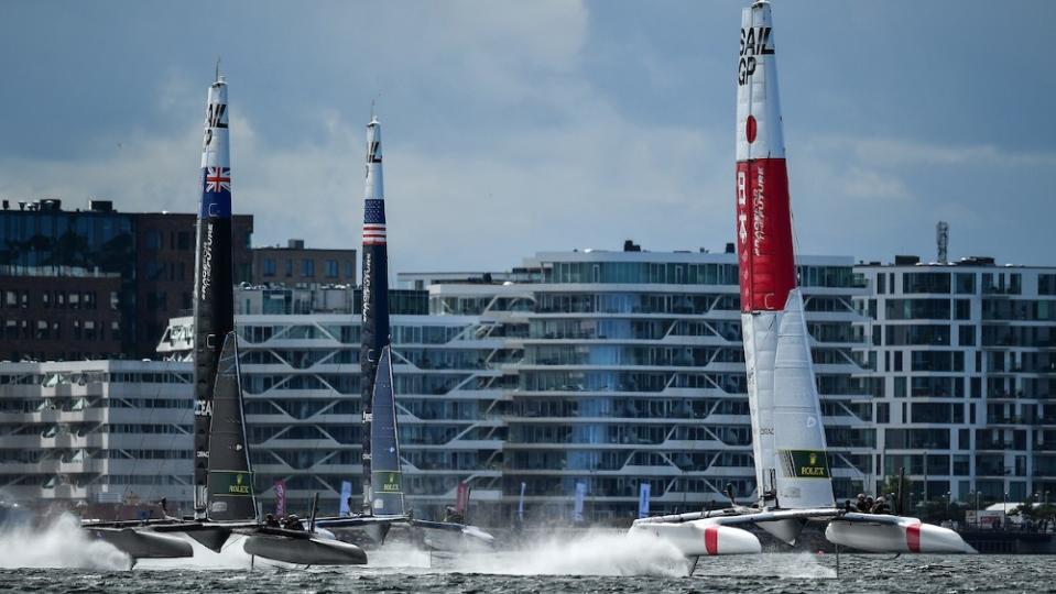 Racing in front of shoreside crowds in Aarhus, Denmark. - Credit: Courtesy SailGP