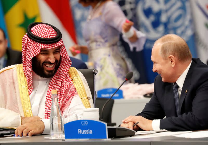 FILE PHOTO: Russian President Vladimir Putin and Saudi Crown Prince Mohammed bin Salman attend the G20 leaders summit in Buenos Aires, Argentina November 30, 2018