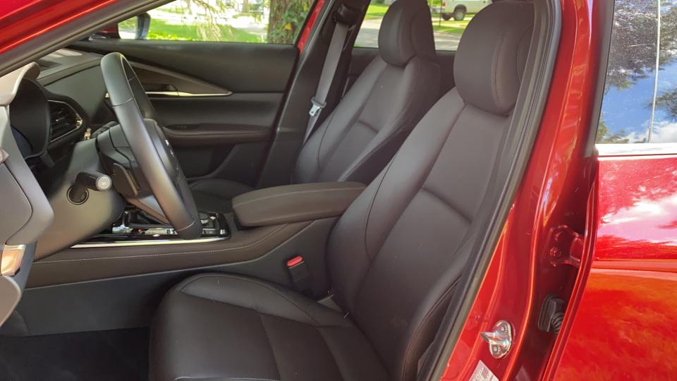 The CX-30's front seat is roomy and has plenty of storage.