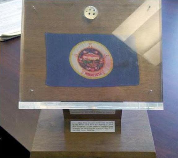 Minnesota's Apollo 11 lunar sample display, seen here, was found in storage at the Veterans Service Building in St. Paul. It is being transferred to the Minnesota Historical Society.