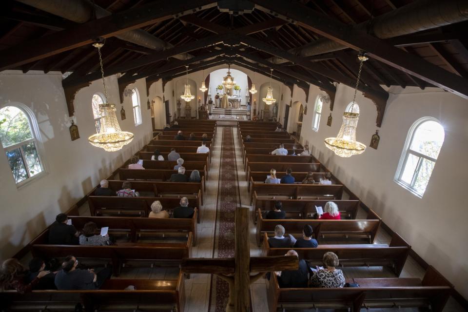 The interior of a church