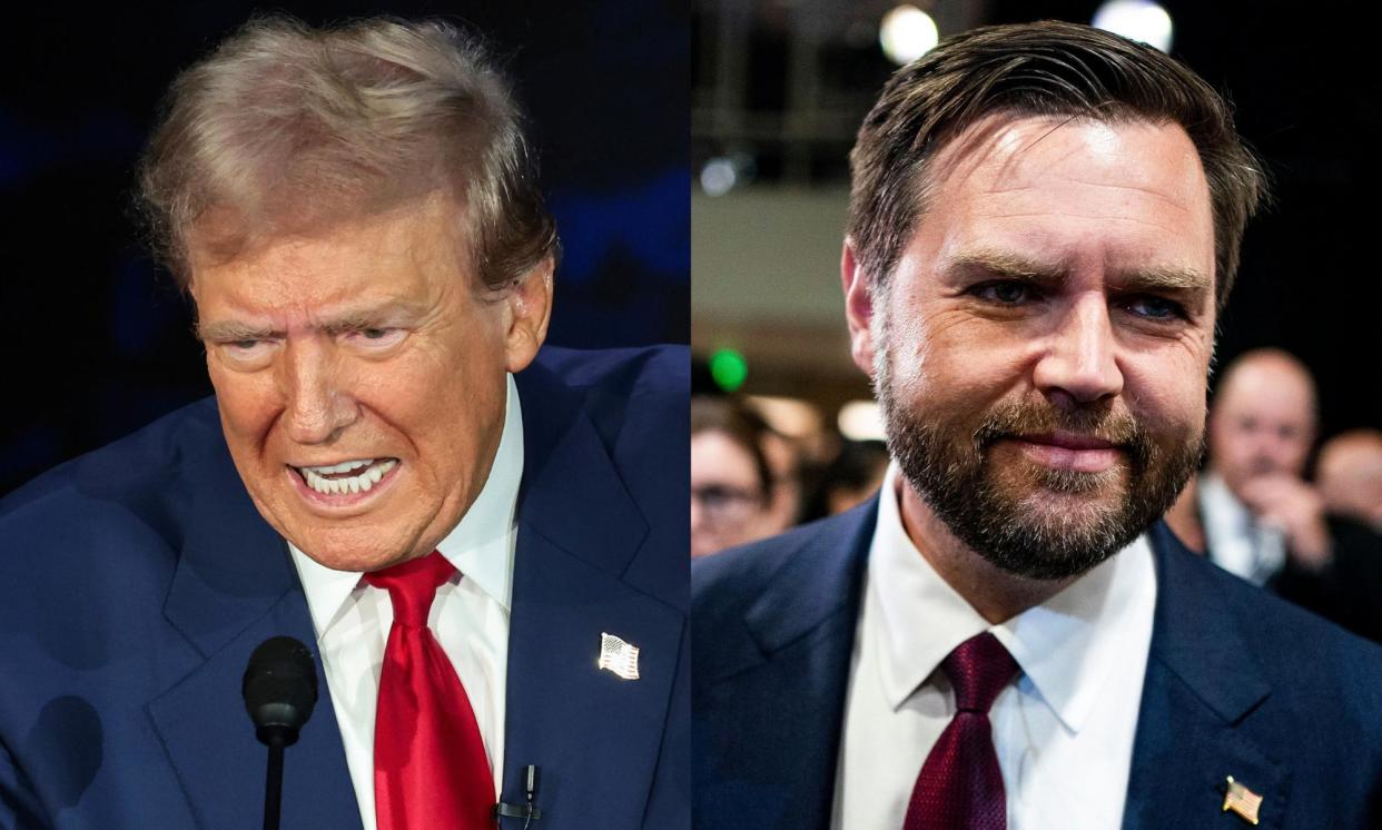 <span>Donald Trump and JD Vance are two of the biggest boosters of the lie that immigrants are eating pets in Ohio.</span><span>Composite: UPI/Rex/Shutterstock</span>