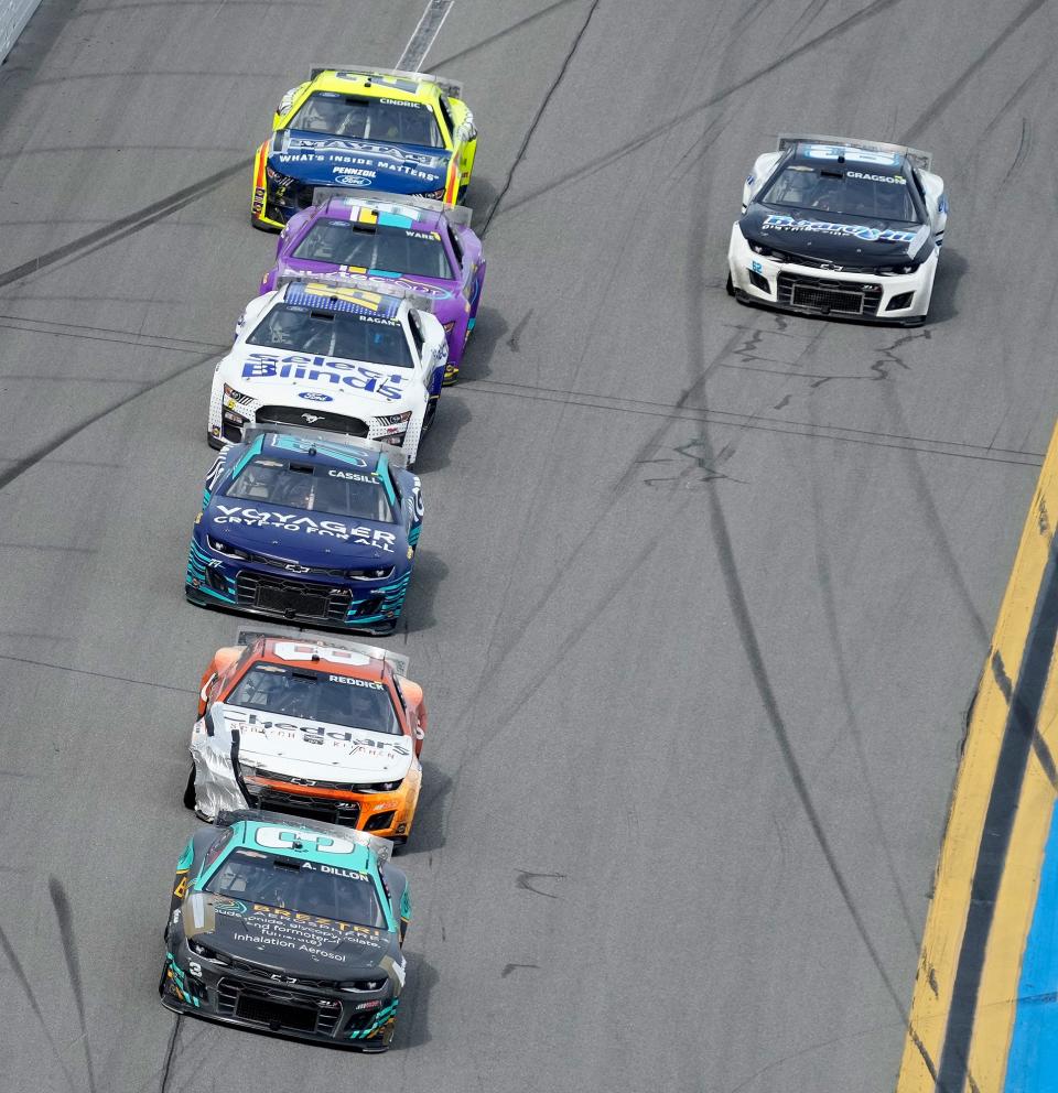 Austin Dillon leads to win the Coke Zero Sugar 400 at Daytona International Speedway, Sunday, August 28, 2022.