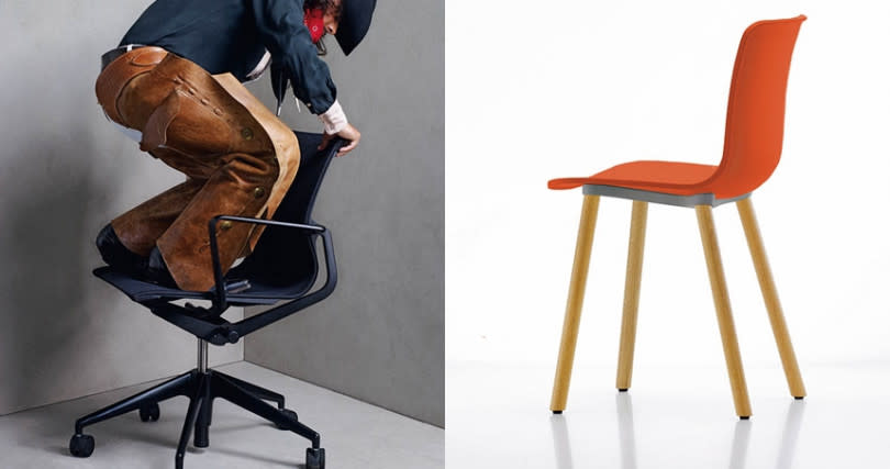 （左）VITRA Physix工作椅，定價：34,000元，（右）VITRA HAL Wood單椅，定價：14,600元。（圖／北歐櫥窗提供）