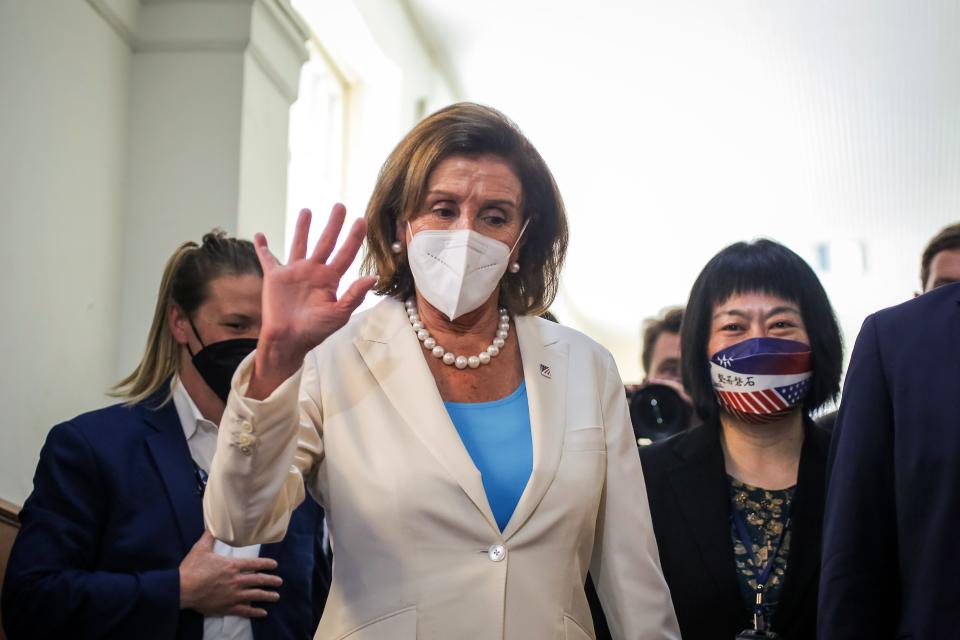 Speaker of the U.S. House Of Representatives Nancy Pelosi (D-CA), leaves the Legislative Yuan, Taiwan's house of parliament, on August 03, 2022 in Taipei, Taiwan. Pelosi arrived in Taiwan on Tuesday as part of a tour of Asia aimed at reassuring allies in the region, as China made it clear that her visit to Taiwan would be seen in a negative light.