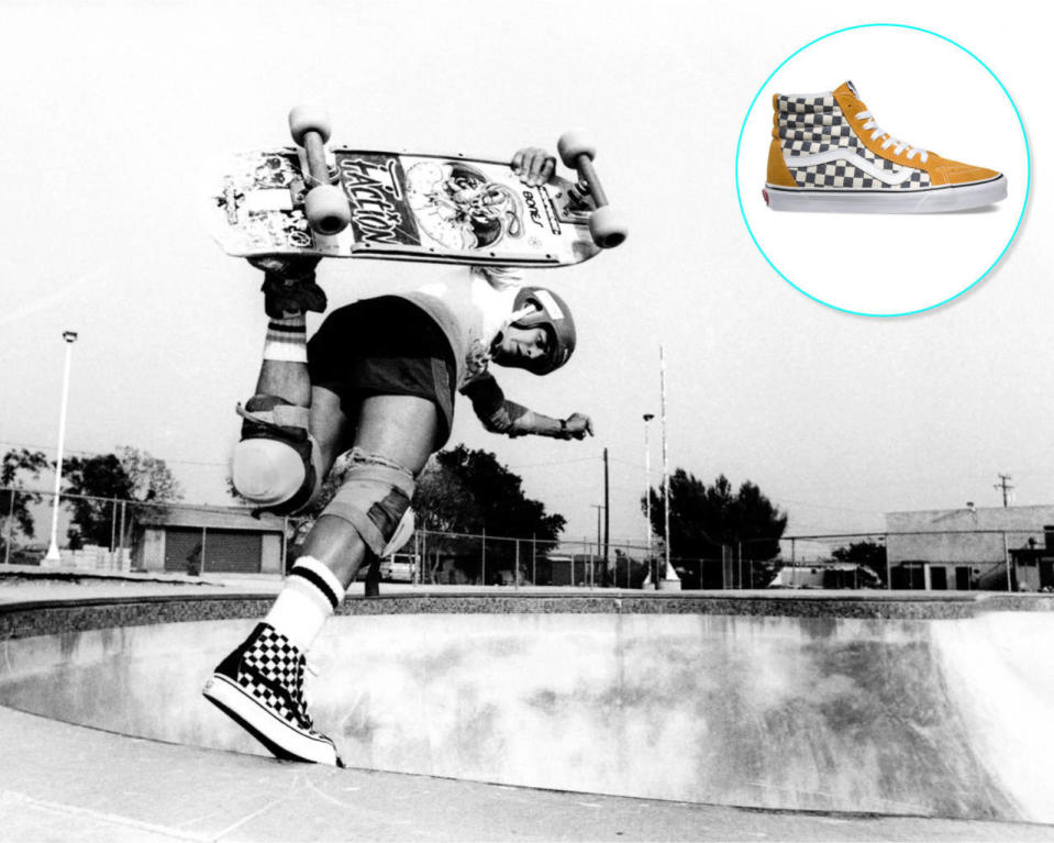 Steve Cabellero skates in Vans Check Sk8-Hi shoe