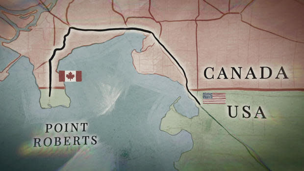 By land, Point Roberts residents would need to drive 24 miles to reach the next U.S. community.  / Credit: CBS News