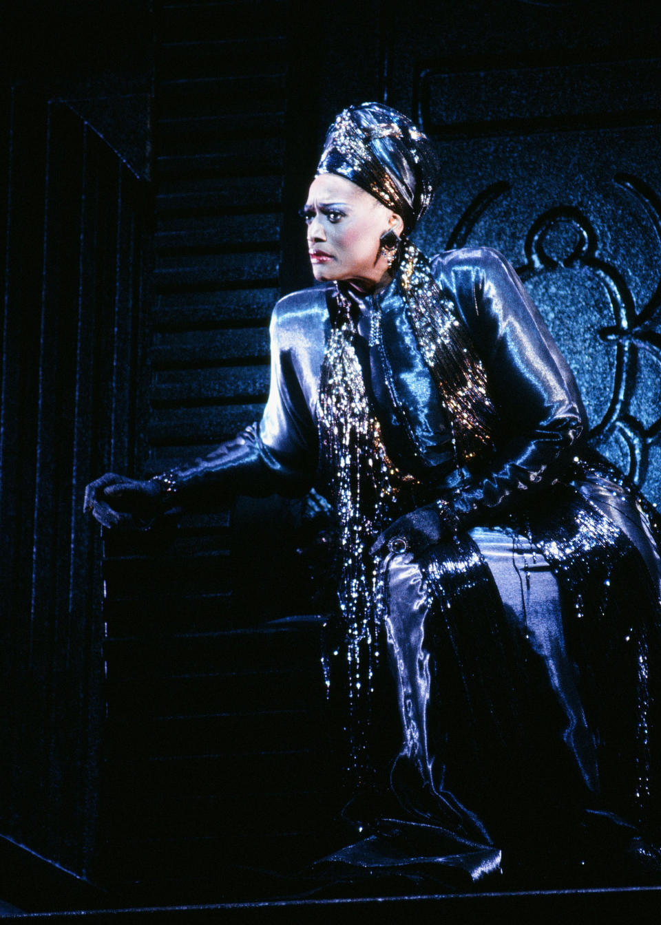 This 1995-1996 image released by the Metropolitan Opera shows soprano Jessye Norman as Emilia Marty in Janáček's "The Makropulos Case," in New York. Norman died, Monday, Sept. 30, 2019, at Mount Sinai St. Luke’s Hospital in New York. She was 74. (Erika Davidson/Metropolitan Opera via AP)