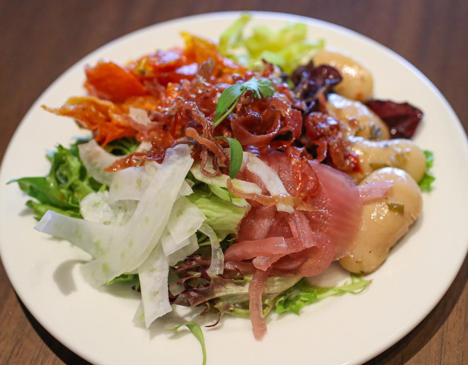 Kentucky chop salad loaded with toppings at Club SI at Churchill Downs. May 1, 2024