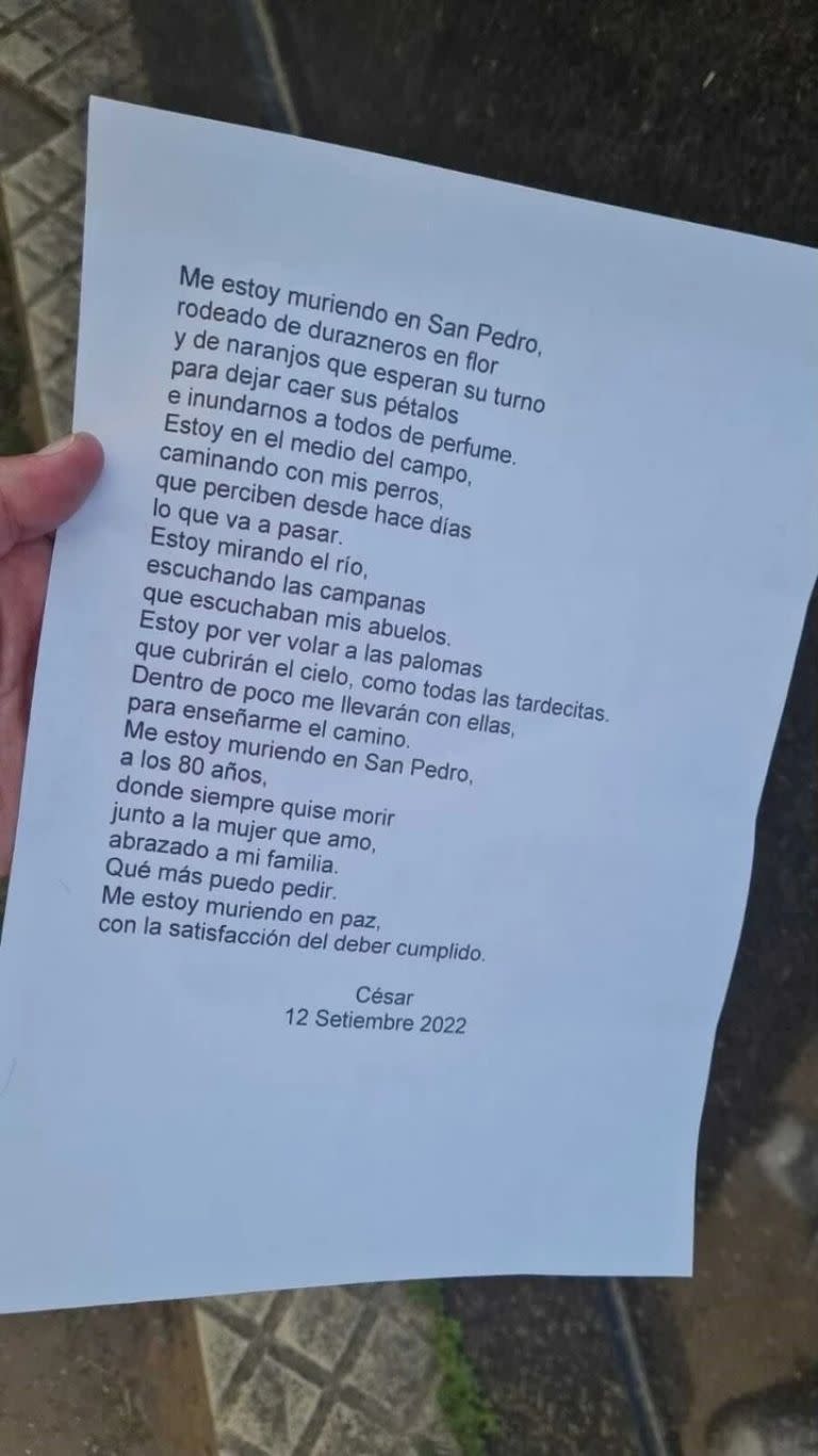 La carta que dejó escrita César Mascetti.