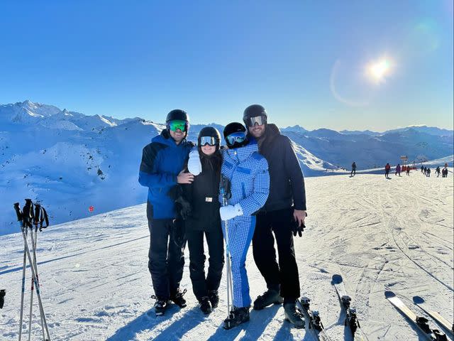 <p>Sophie Turner/ Instagram</p> Sophie Turner (R) and Peregrine Pearson (R) pose with friends on a ski trip.