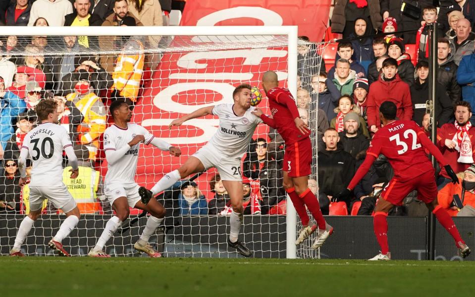 Fabinho's header gives Liverpool the lead moments before half time - Peter Byrne/PA Wire