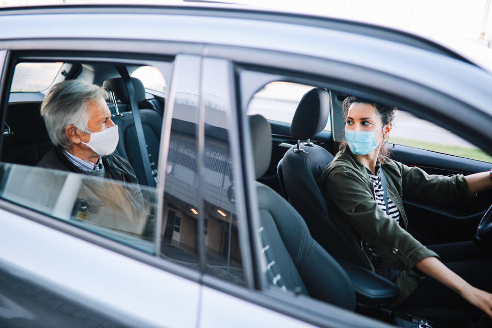 Lyft driver with passenger in their backseat