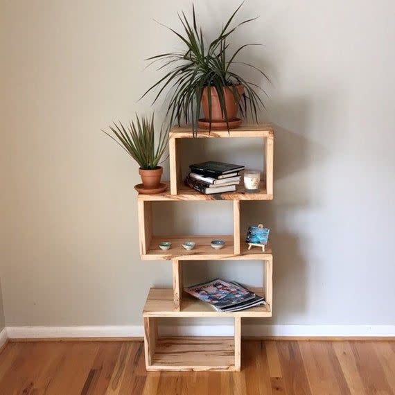 10) Asymetrical Wooden Bookshelf