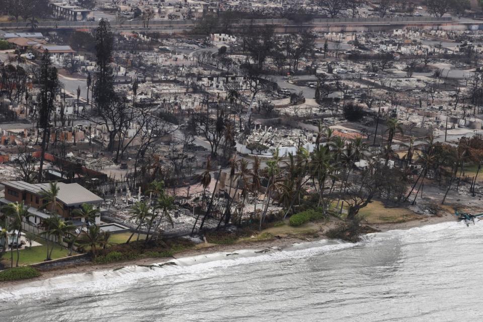 茂宜島西側曾是風景如畫的海濱度假勝地，如今海濱地區建築近乎在野火中全毀。美聯社