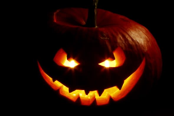 halloween pumpkin with scary...