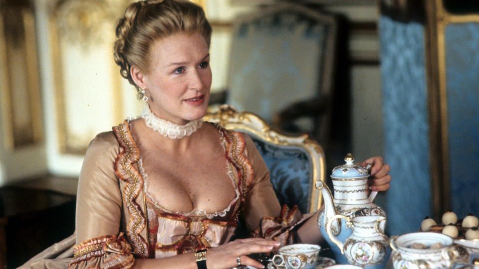 Glenn Close pours a cup of tea in Dangerous Liasions