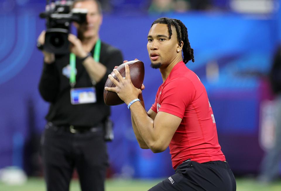 Ohio State quarterback C.J. Stroud, seen here at the NFL Combine in March, could well be a Jaguars' rival next season as many project him to be drafted by the Houston Texans or Indianapolis Colts.