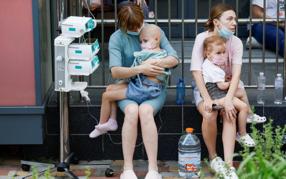 Patients at Ohmatdyt Children's Hospital in Kyiv