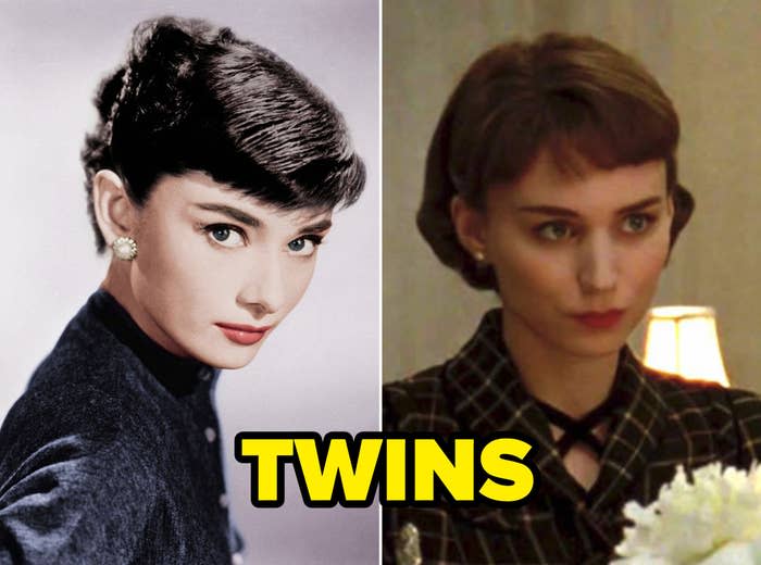 Hepburn posing for a portrait in the '50s; Mara in "Carol"