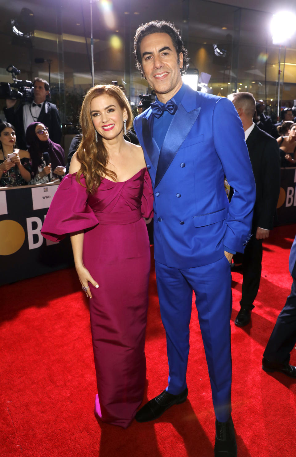 Isla Fisher and Sacha Baron Cohen arrive to the 77th Annual Golden Globe Awards held at the Beverly Hilton Hotel on January 5, 2020. -- (Photo by Trae Patton/NBC/NBCU Photo Bank via Getty Images)