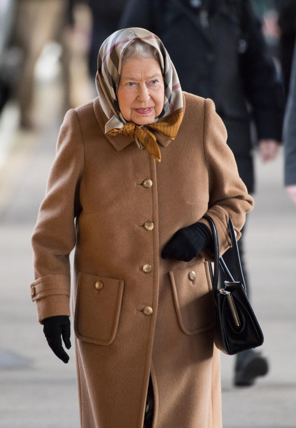 Queen Elizabeth ll arrives at King's Lynn train station for the start of her traditional Christmas break at Sandringham in Norfolk on December 20, 2018.