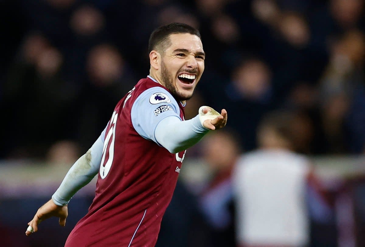 Emi Buendia celebrates scoring Aston Villa’s second goal (Action Images via Reuters)