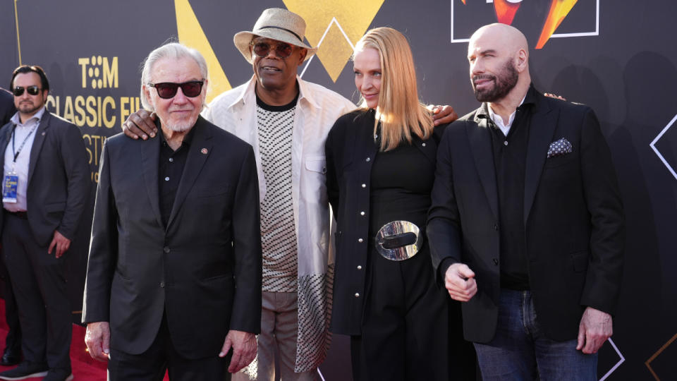 Samuel L. Jackson, Harvey Keitel, Uma Thurman and John Travolta attend the 2024 TCM Classic Film Festival Opening Night and 30th Anniversary Presentation Of 