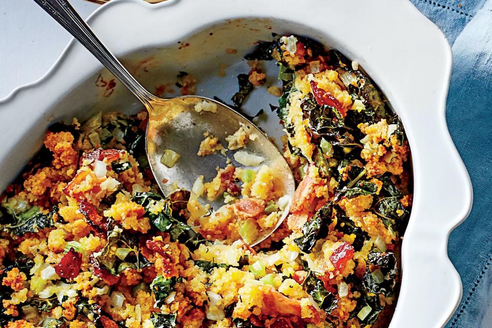 Cornbread Dressing with Kale and Bacon