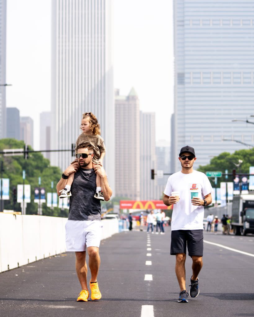 Ricky Stenhouse Jr. and Kyle Larson walk the Chicago street course