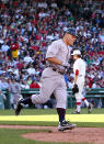 BOSTON, MA - APRIL 20: Russell Martin #55 of the New York Yankees rounds first base after he hit a home run against Clay Buchholz #11 of the Boston Red Sox at Fenway Park April 20, 2012 in Boston, Massachusetts. (Photo by Jim Rogash/Getty Images)